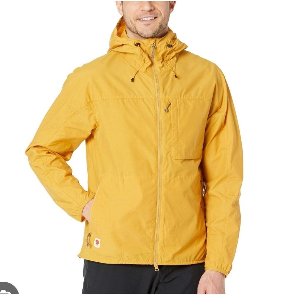 Fjällräven 'Fjallraven' Men's Sz L High Coast Wind Jacket Ochre Yellow Rain Coat